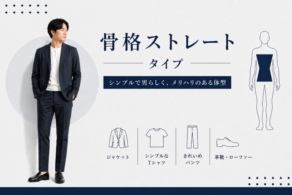 メンズ骨格ストレートタイプの特徴と似合う服｜ジャケット・きれいめパンツでシンプルに見せるコーデ