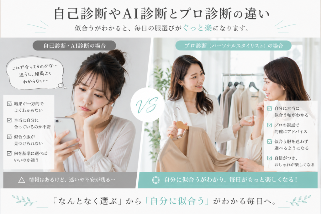 骨格診断の自己診断 AI診断とプロ診断の違いを比較 似合う服選びの精度の差