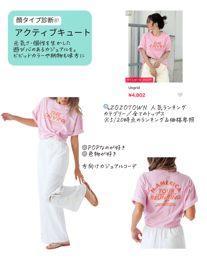 顔タイプ診断®︎ アクティブキュートのカジュアルコーデをアップデートする方法