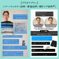 パーソナルカラー診断、骨格診断、メンズ顔タイプ診断の様子