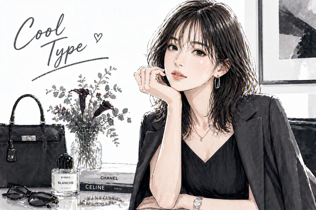 顔タイプ診断クールタイプ｜大人顔・シャープな印象に似合うモードなファッション 