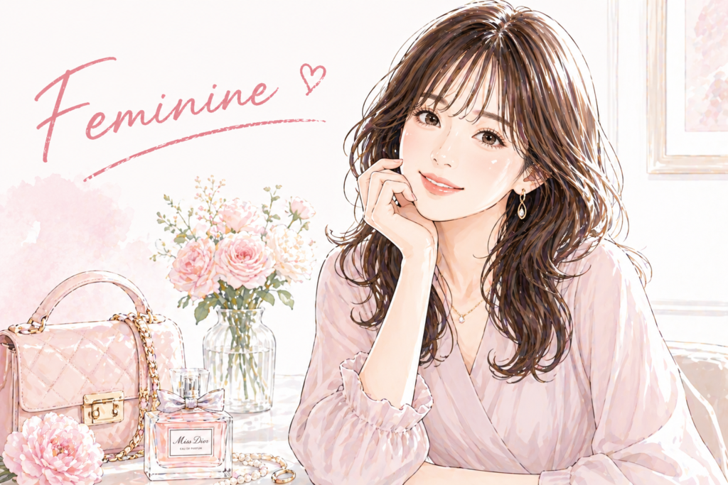 顔タイプ診断フェミニンタイプ｜大人顔・曲線的な印象に似合うエレガントファッション 