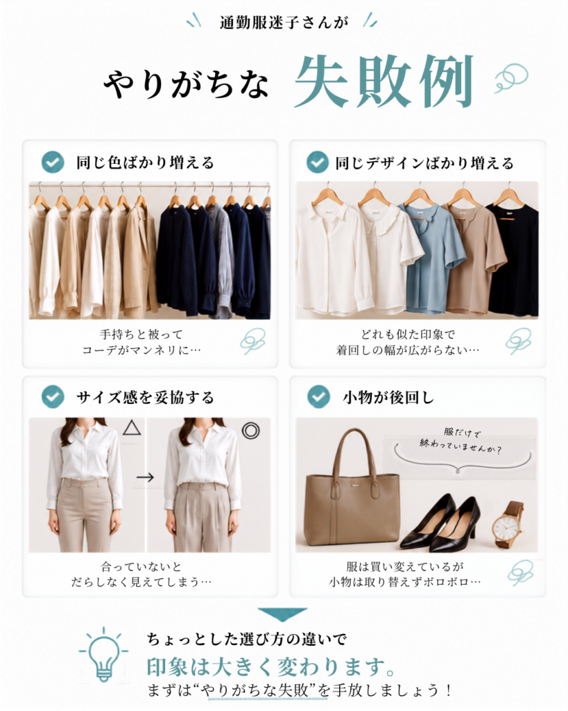 通勤服迷子さんがやりがちな失敗例