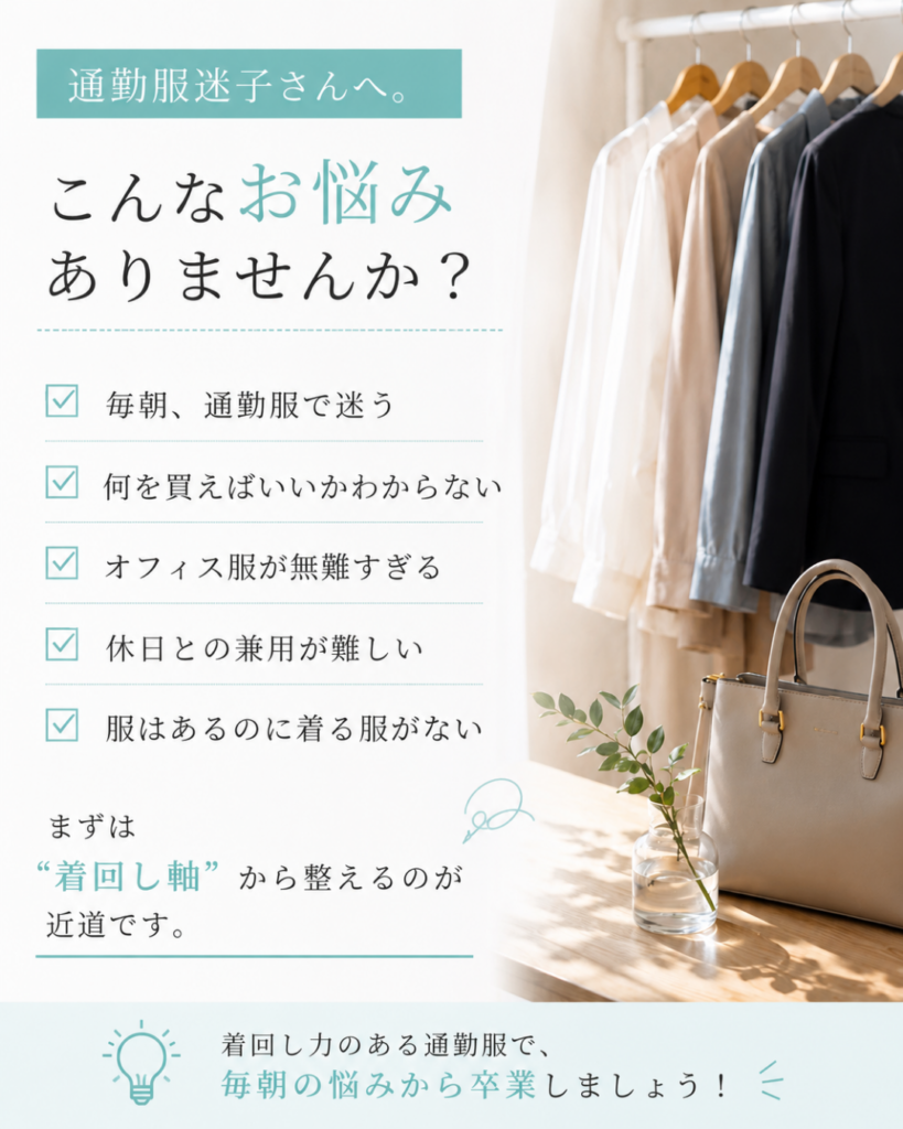 通勤服迷子さん。お悩み例
