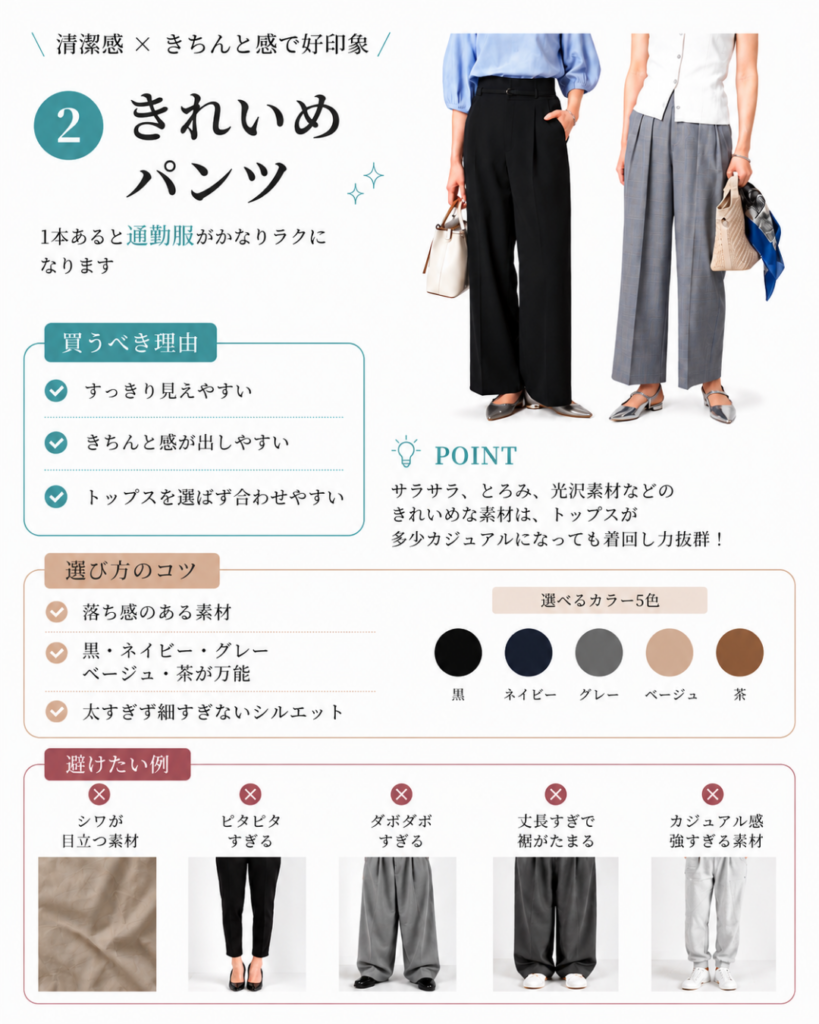 きれいめパンツの買うべき理由、選び方のコツ、避けたい例