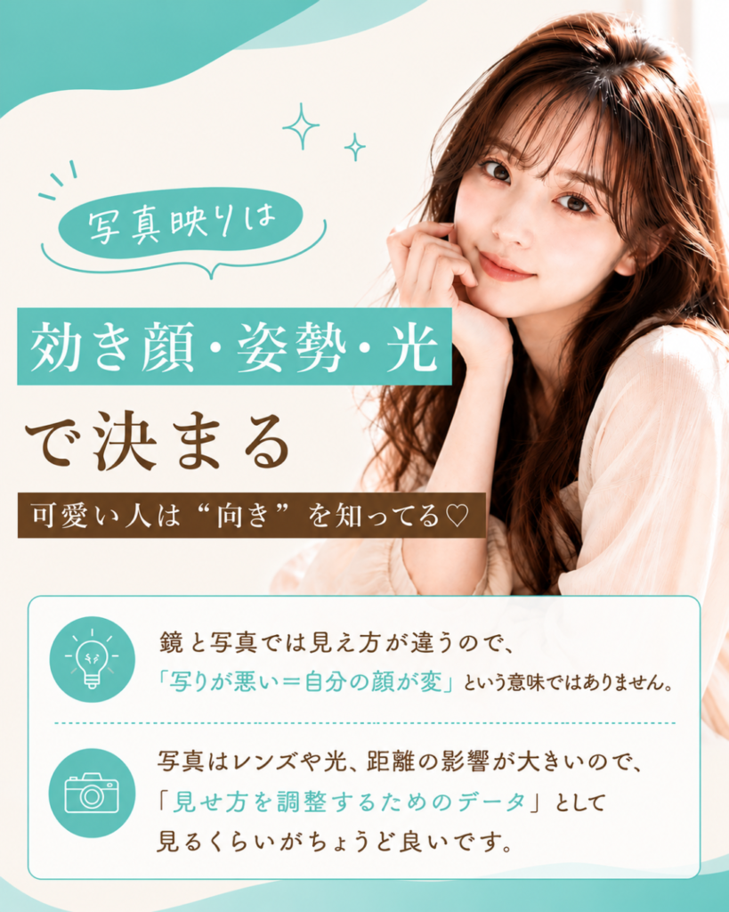写真写りは効き顔・姿勢・光