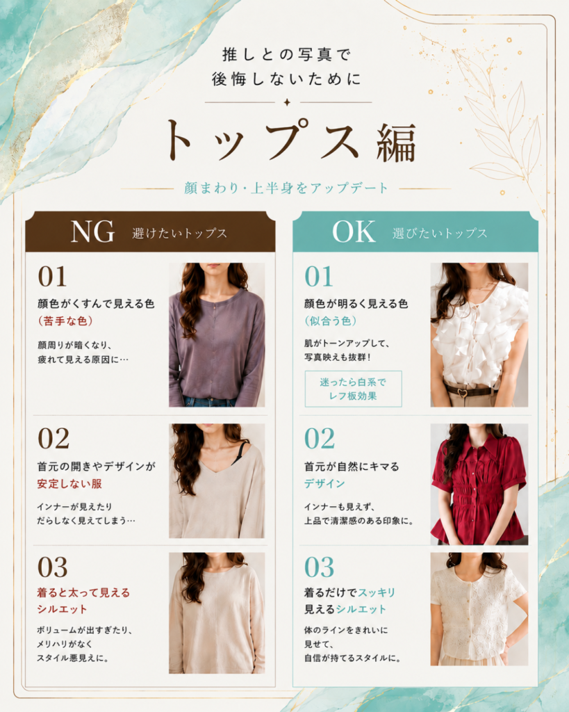 推しと写真撮影で後悔しないためのトップス