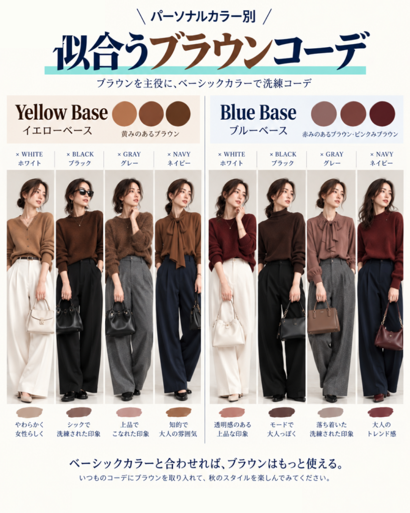 パーソナルカラー別ブラウンコーデ