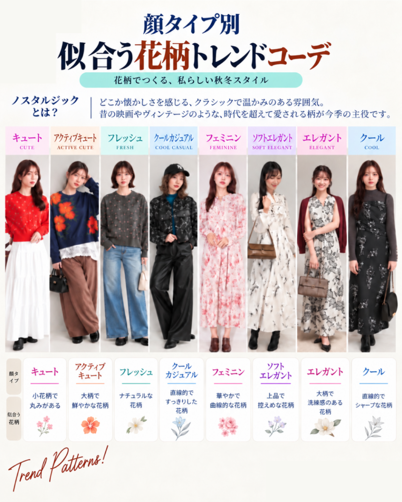 顔タイプ別似合う花柄コーデ