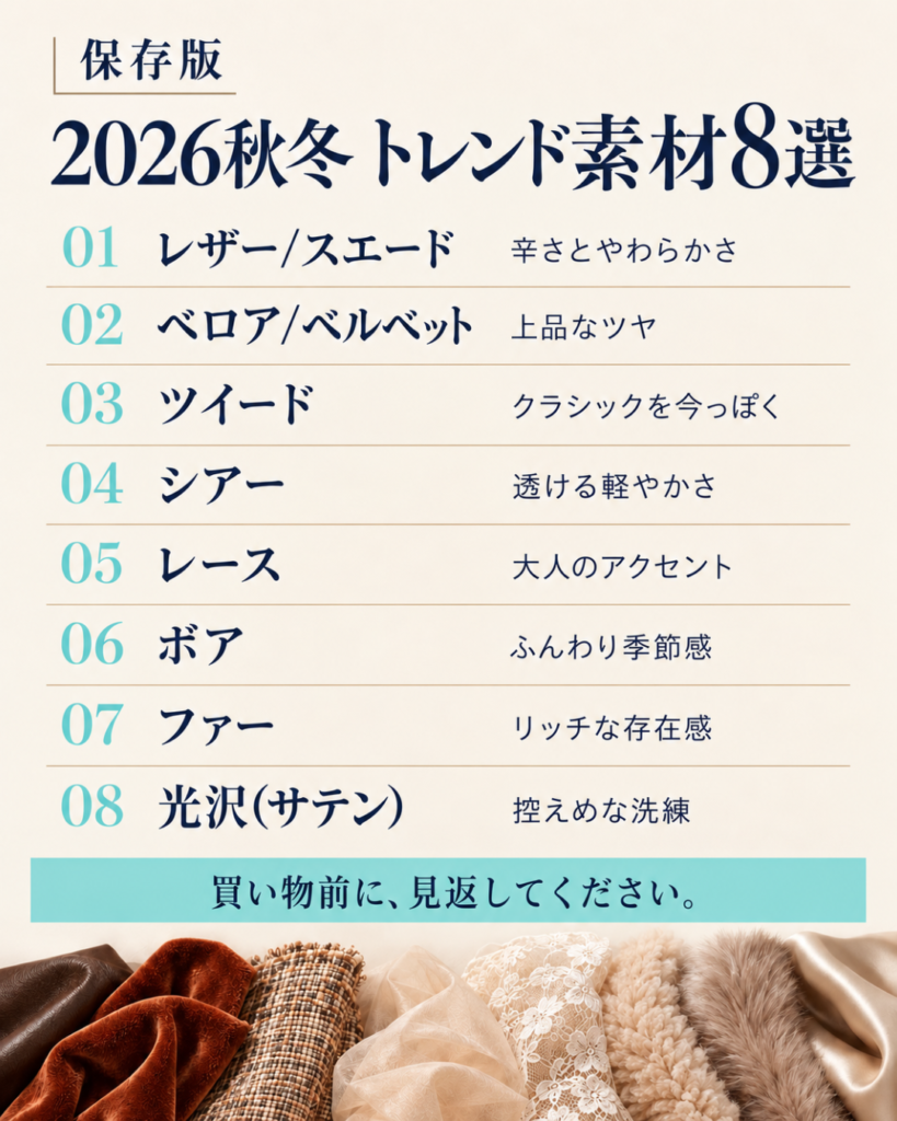 2026秋冬トレンド素材8選 一覧