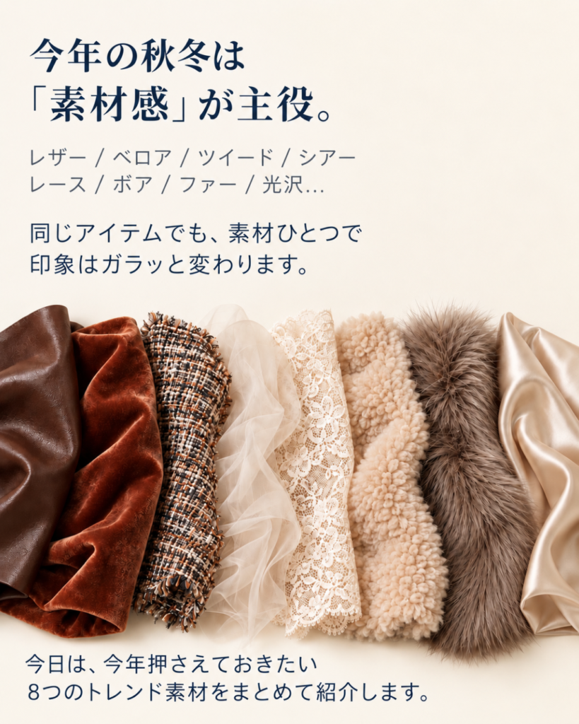 今年の秋冬は素材感が主役